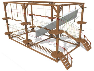 Двухуровневый веревочный парк  12 этапов